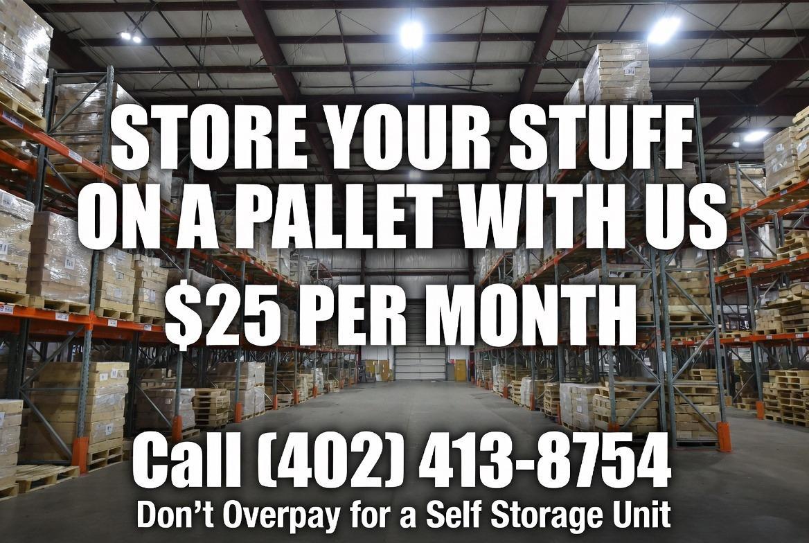 Warehouse aisle with pallet racks and stored goods